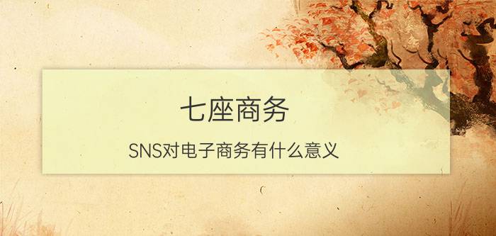 七座商务 SNS对电子商务有什么意义？